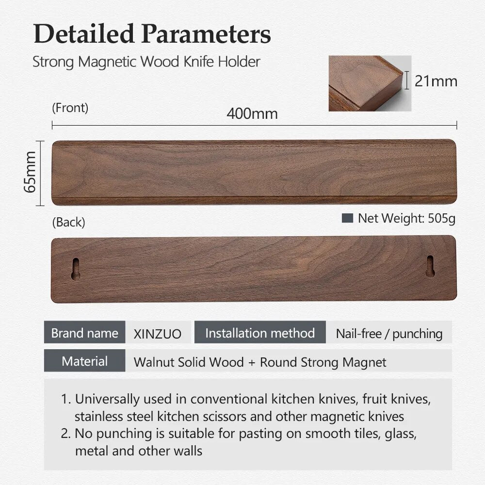 Walnut Space-Saving Magnetic Knife Magic™